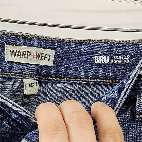 Warp + Weft Bru Brussels Boyfriend Jeans Medium Wash Women’s Size 18 Distressed - Picture 3 of 9